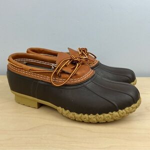 L.L. Bean Women’s Size 11 Wide Duck Boot Rubber Moc Brown Leather Slip On Shoes